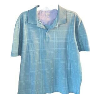 Haggar | Men's Blue Green Teal Polo | Size Large | 0014
